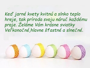 MMS veľkonočné prianie s farebnými vajíčkami