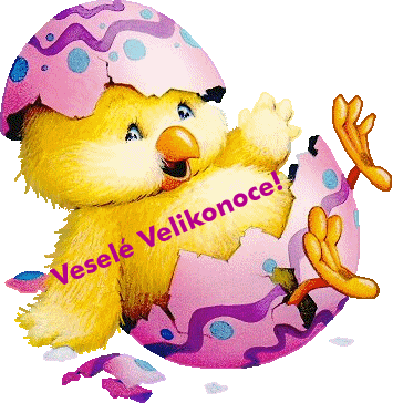 Veľkonočný GIF obrázok s kuriatkom.